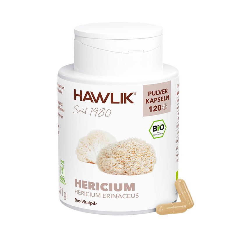 HAWLIK Hericium Pulver Kapseln 120 mit Kapseln