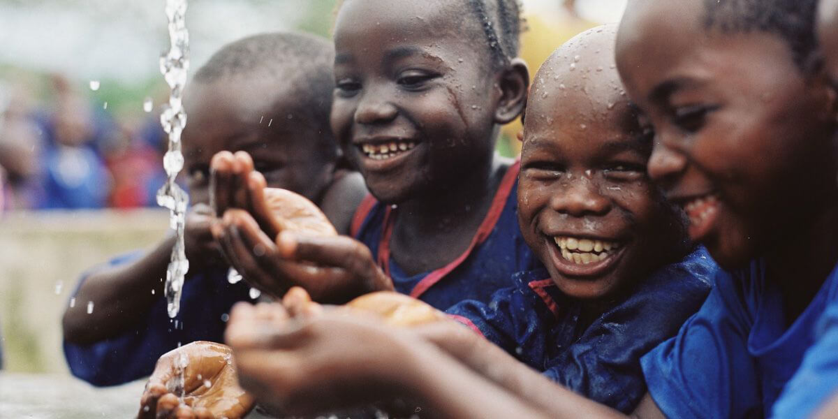 happy children with water